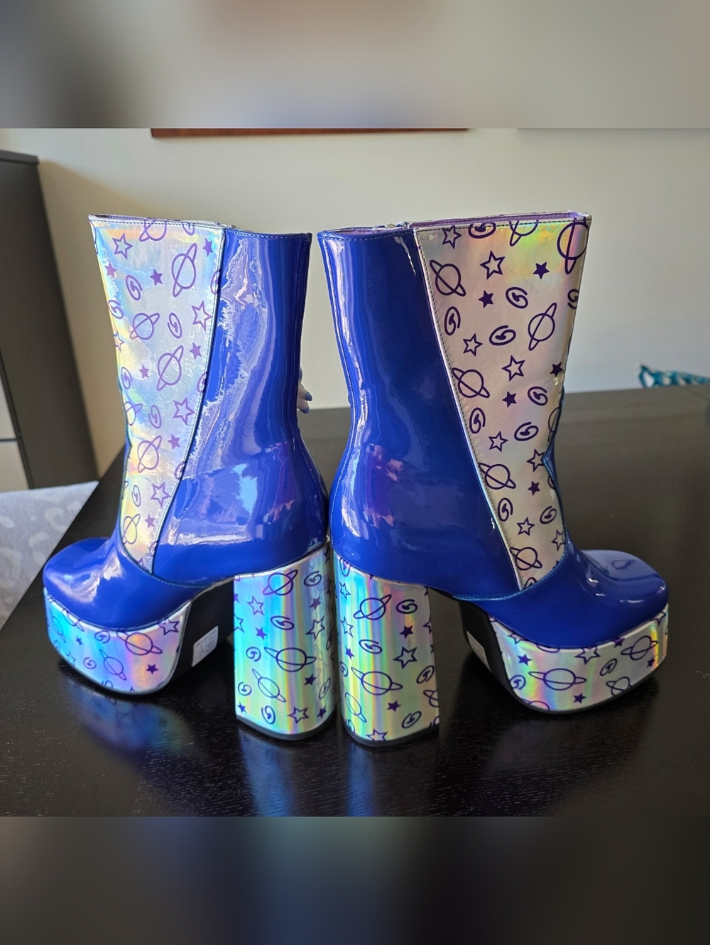 Spaceman Supernova Holographic Purple Platform Boots Sz US 10 - Picture 2 of 9